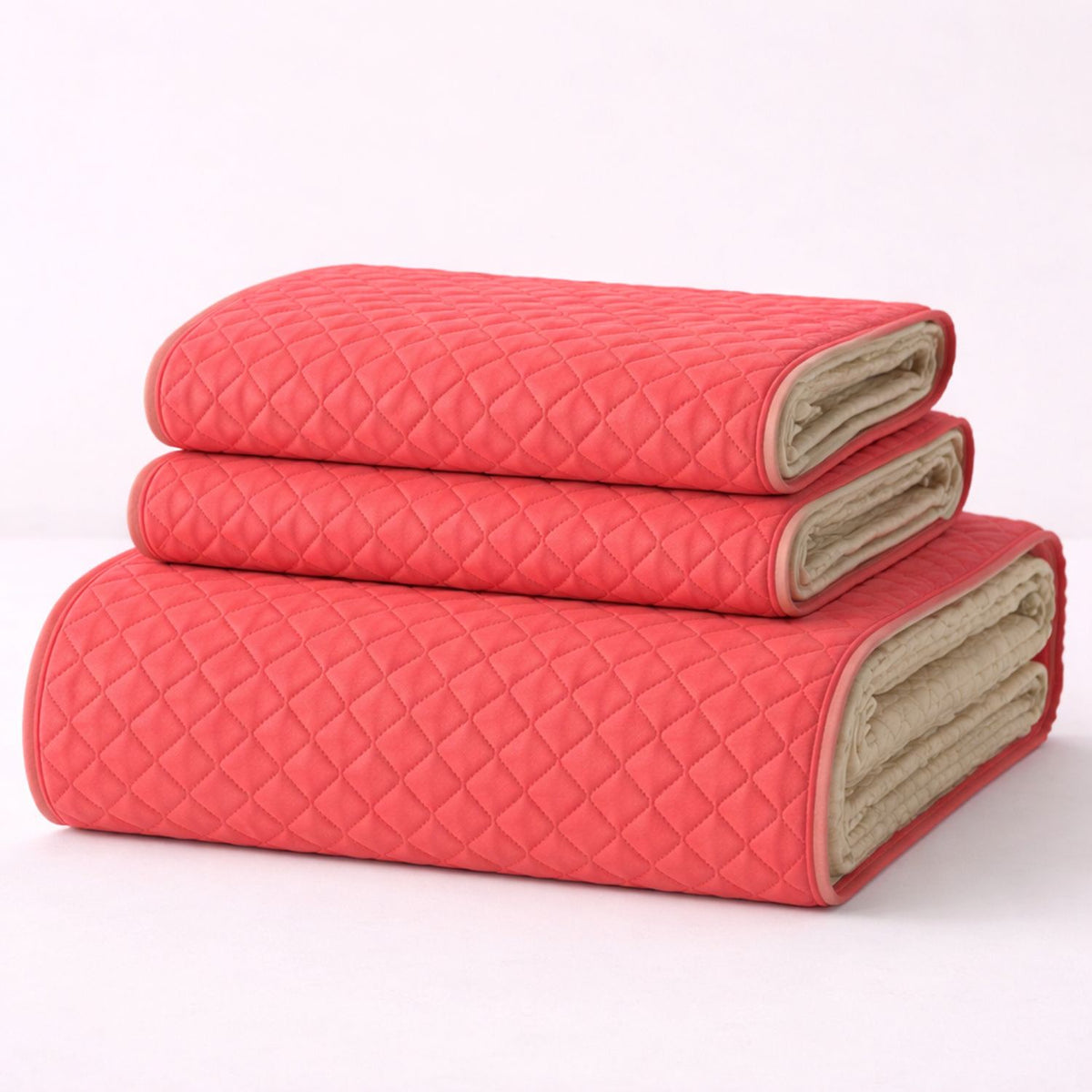 Colcha Doble Faz Camel y Palo de Rosa 180x220cm para Colchón Semidoble 120 X 190 Cm Sin Acolchado Sin Relleno Fondo Entero