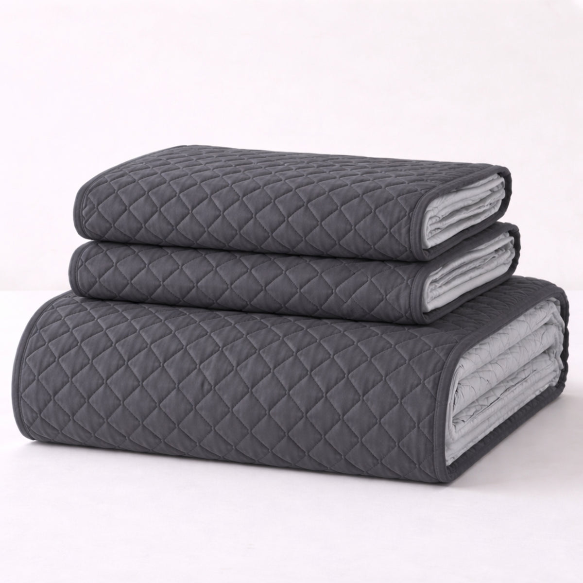Colcha Doble Faz Gris 180x220cm para Colchón Semidoble 120 X 190 Cm Sin Acolchado Sin Relleno Fondo Entero