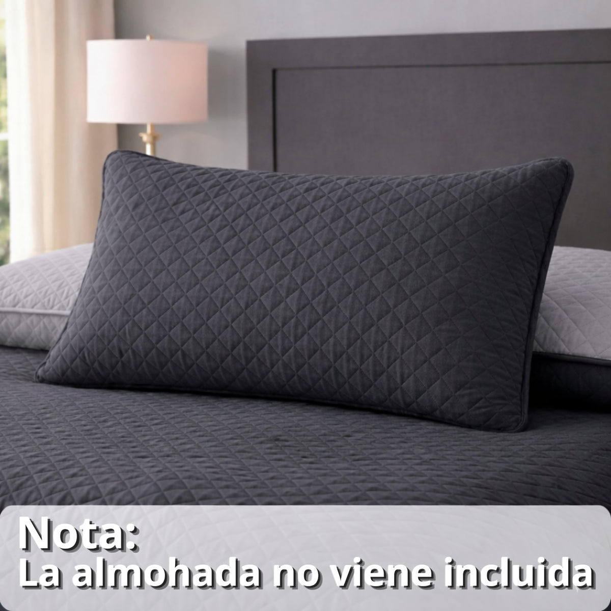 Colcha Doble Faz Gris 180x220cm para Colchón Semidoble 120 X 190 Cm Sin Acolchado Sin Relleno Fondo Entero