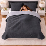 Colcha Doble Faz Gris 180x220cm para Colchón Semidoble 120 X 190 Cm Sin Acolchado Sin Relleno Fondo Entero