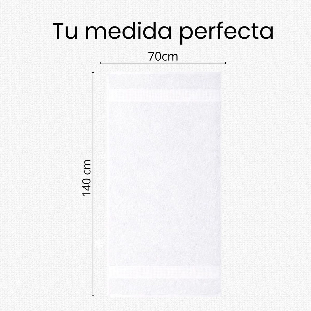 Toalla de Cuerpo Blanco 140x70cm Fondo Entero Medio Suave 400gr con Secado Rápido y Alta Absorción