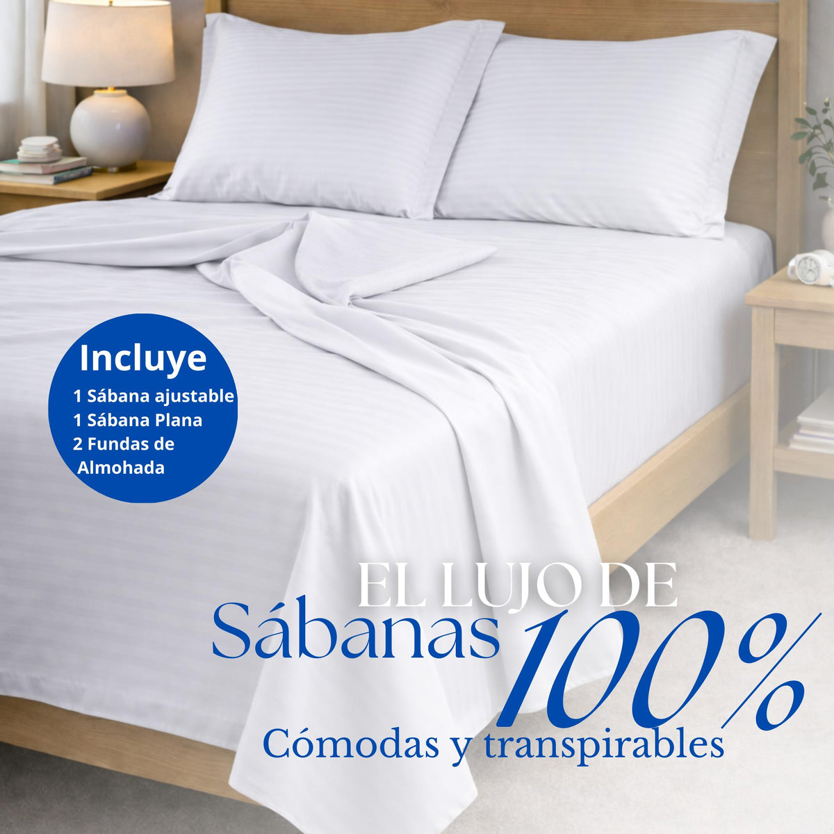 Juego de Sábanas Blanco para Colchón Semidoble 120 X 190 Cm Fondo Entero Con Elastico para la Sábana