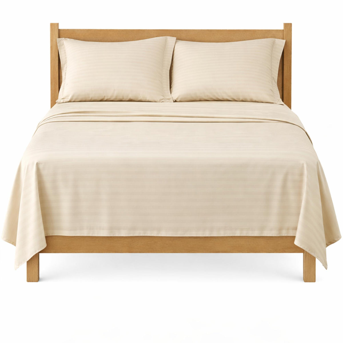 Juego de Sábanas Beige para Colchón Semidoble 120 X 190 Cm Fondo Entero Con Elastico para la Sábana