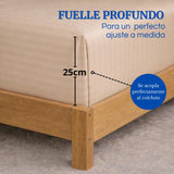 Juego de Sábanas Beige para Colchón Semidoble 120 X 190 Cm Fondo Entero Con Elastico para la Sábana