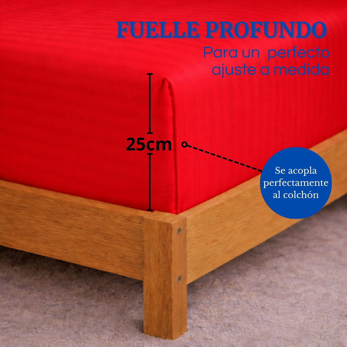 Juego de Sábanas Rojo para Colchón Semidoble 120 X 190 Cm Fondo Entero Con Elastico para la Sábana