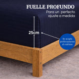 Juego de Sábanas Azul para Colchón Doble 140 X 190 Cm Fondo Entero Con Elastico para la Sábana