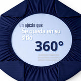 Juego de Sábanas Azul para Colchón Doble 140 X 190 Cm Fondo Entero Con Elastico para la Sábana