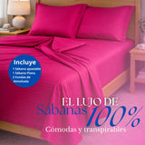 Juego de Sábanas Fucsia para Colchón Doble 140 X 190 Cm Fondo Entero Con Elastico para la Sábana