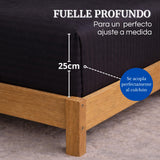 Juego de Sábanas Negra para Colchón Doble 140 X 190 Cm Fondo Entero Con Elastico para la Sábana