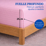 Juego de Sábanas Rosado para Colchón Doble 140 X 190 Cm Fondo Entero Con Elastico para la Sábana