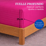 Juego de Sábanas Fucsia para Colchón Queen 160 X 190 Cm Fondo Entero Con Elastico para la Sábana
