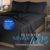 Juego de Sábanas Negra para Colchón Queen 160 X 190 Cm Fondo Entero Con Elastico para la Sábana