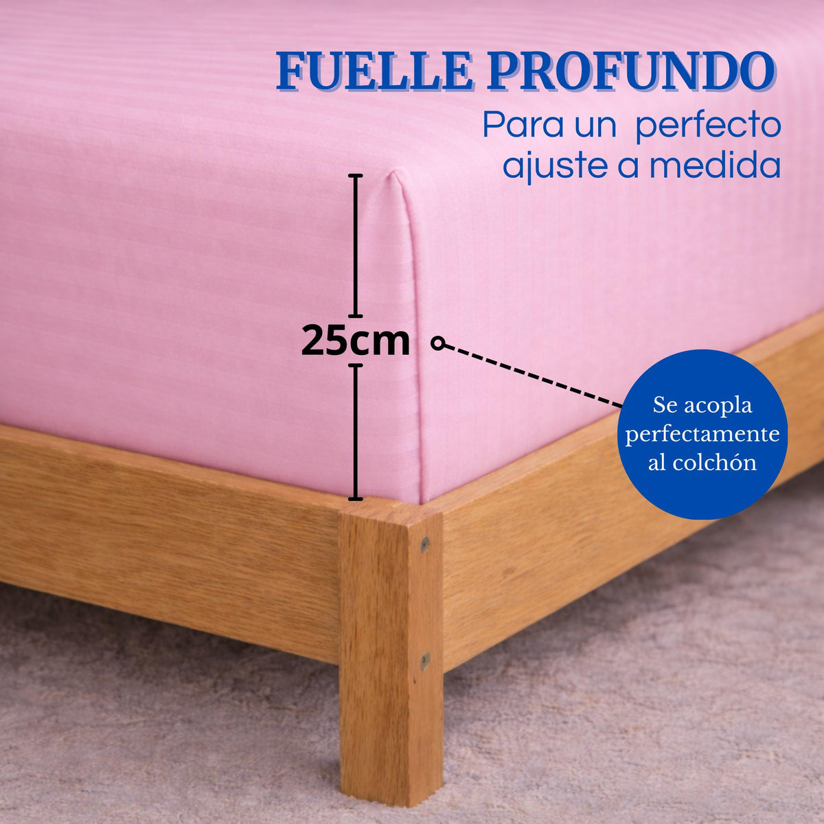 Juego de Sábanas Rosado para Colchón Queen 160 X 190 Cm Fondo Entero Con Elastico para la Sábana