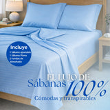 Juego de Sábanas Azul Celeste para Colchón King 200 X 200 Cm Fondo Entero Con Elastico para la Sábana