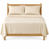 Juego de Sábanas Beige para Colchón King 200 X 200 Cm Fondo Entero Con Elastico para la Sábana