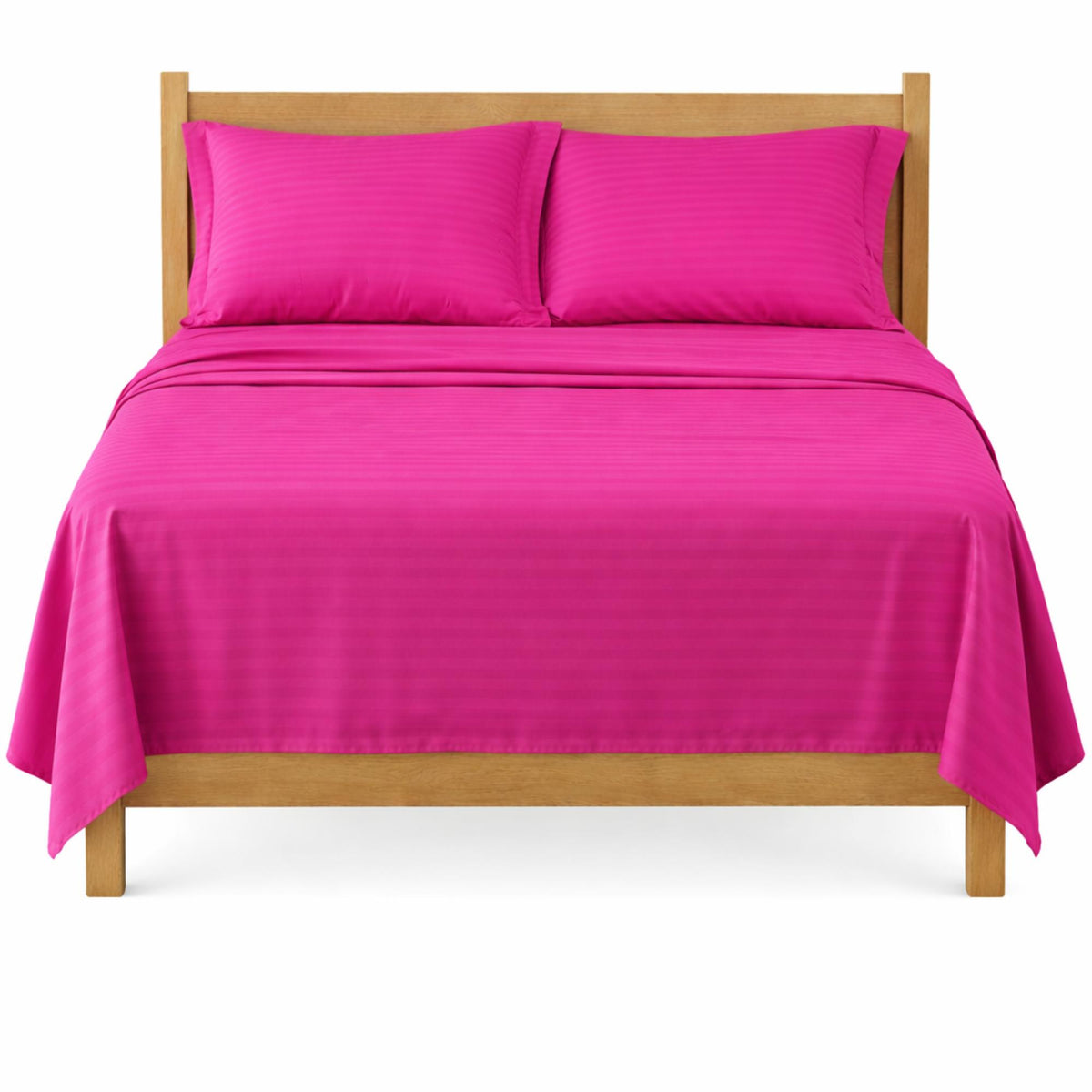 Juego de Sábanas Fucsia para Colchón King 200 X 200 Cm Fondo Entero Con Elastico para la Sábana