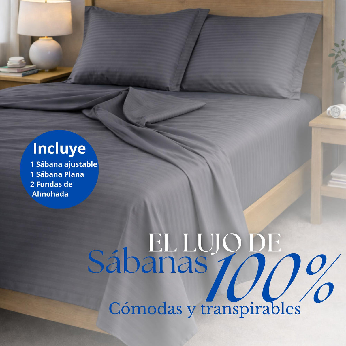 Juego de Sábanas Gris para Colchón King 200 X 200 Cm Fondo Entero Con Elastico para la Sábana