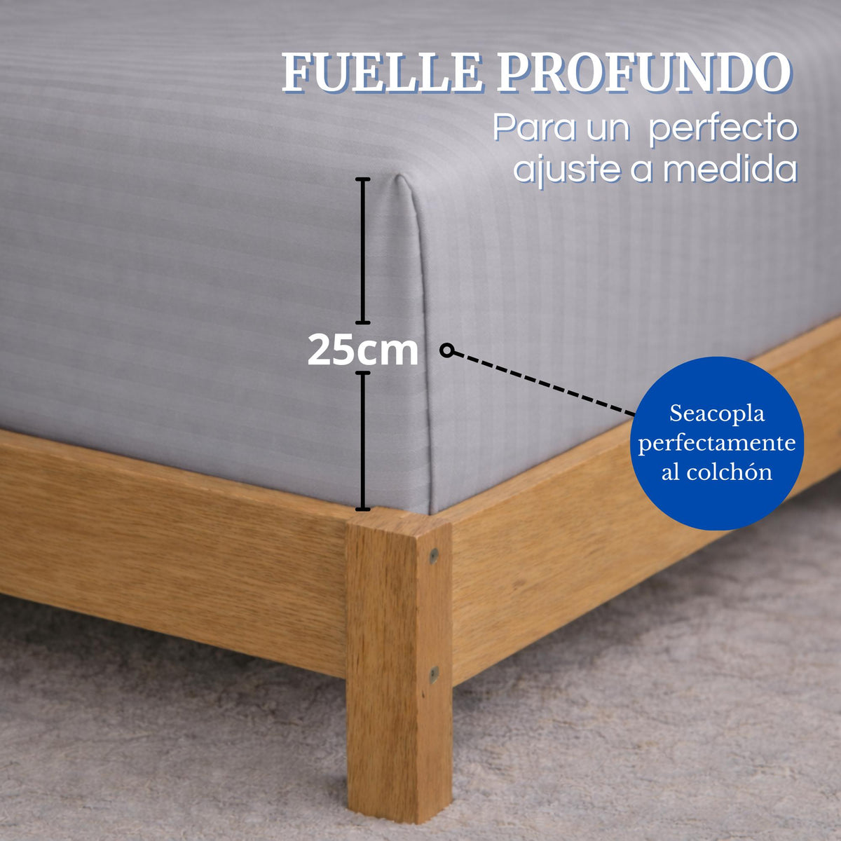 Juego de Sábanas Gris para Colchón King 200 X 200 Cm Fondo Entero Con Elastico para la Sábana