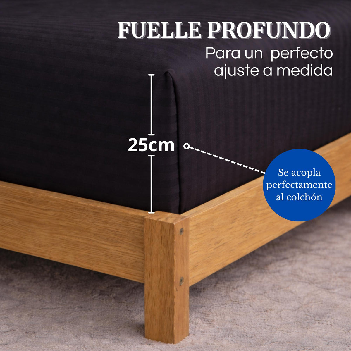 Juego de Sábanas Negra para Colchón King 200 X 200 Cm Fondo Entero Con Elastico para la Sábana