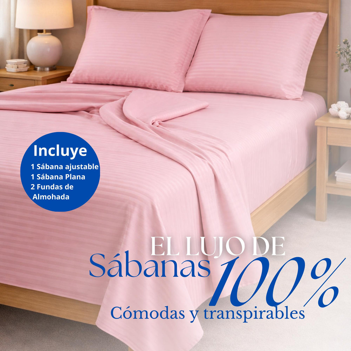 Juego de Sábanas Rosado para Colchón King 200 X 200 Cm Fondo Entero Con Elastico para la Sábana