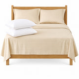 Combo Juego de Sábanas y Almohada Beige para Colchón Sencillo 100 X 190 Cm Fondo Entero Con Elastico para la Sábana
