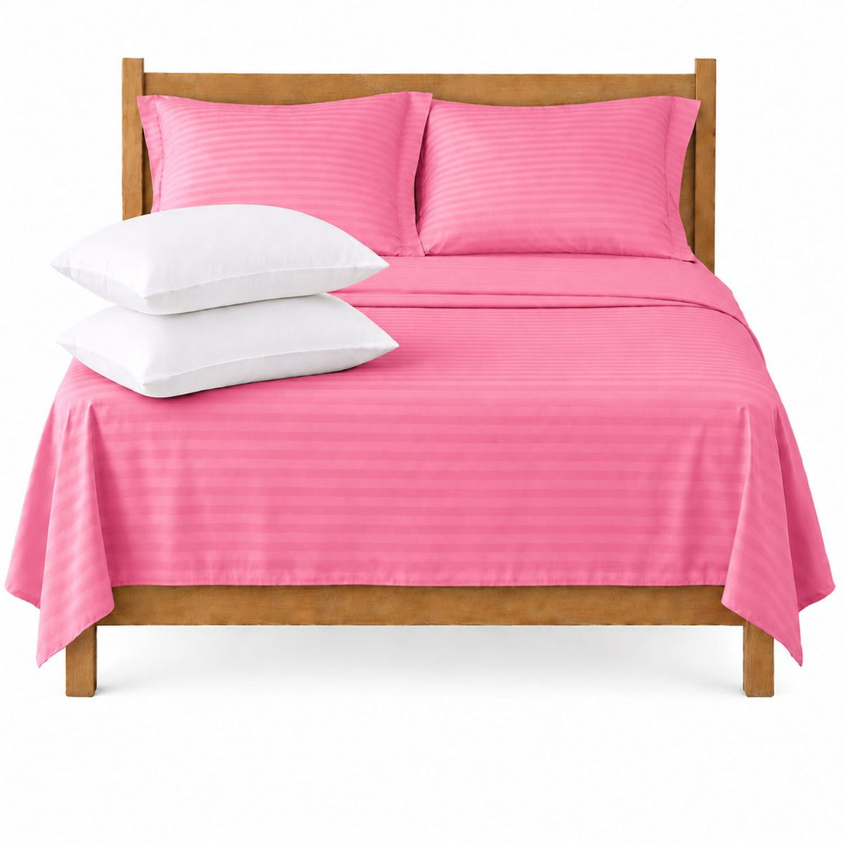 Combo Juego de Sábanas y Almohada Rosado para Colchón Semidoble 120 X 190 Cm Fondo Entero Con Elastico para la Sábana
