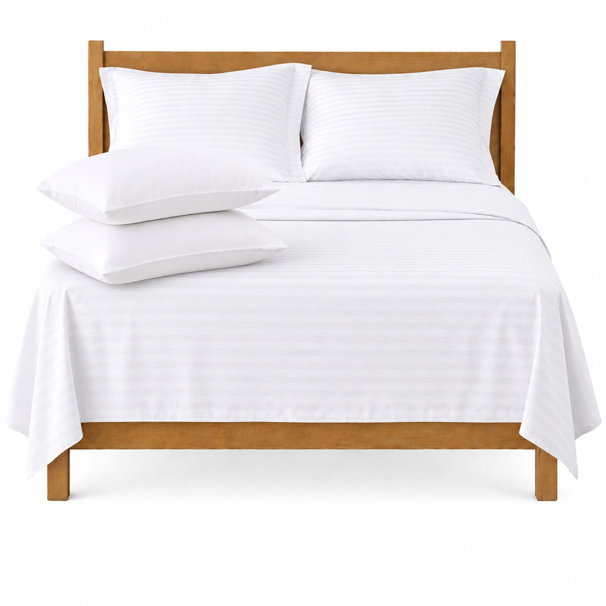 Combo Juego de Sábanas y Almohada Blanco para Colchón Queen 160 X 190 Cm Fondo Entero Con Elastico para la Sábana