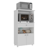 Mueble Microondas Capri Blanco 62x122cm con Dos Puertas y Un Cajón