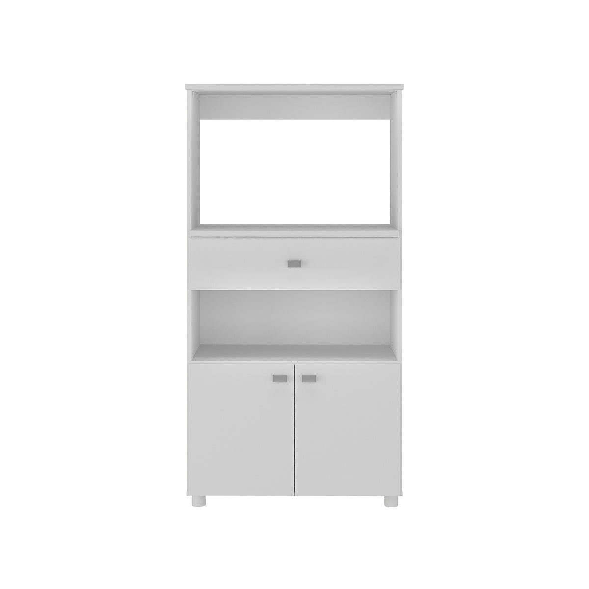 Mueble Microondas Capri Blanco 62x122cm con Dos Puertas y Un Cajón