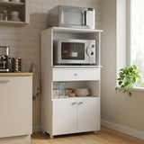 Mueble Microondas Capri Blanco 62x122cm con Dos Puertas y Un Cajón