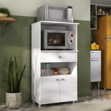 Mueble Microondas Capri Blanco 62x122cm con Dos Puertas y Un Cajón