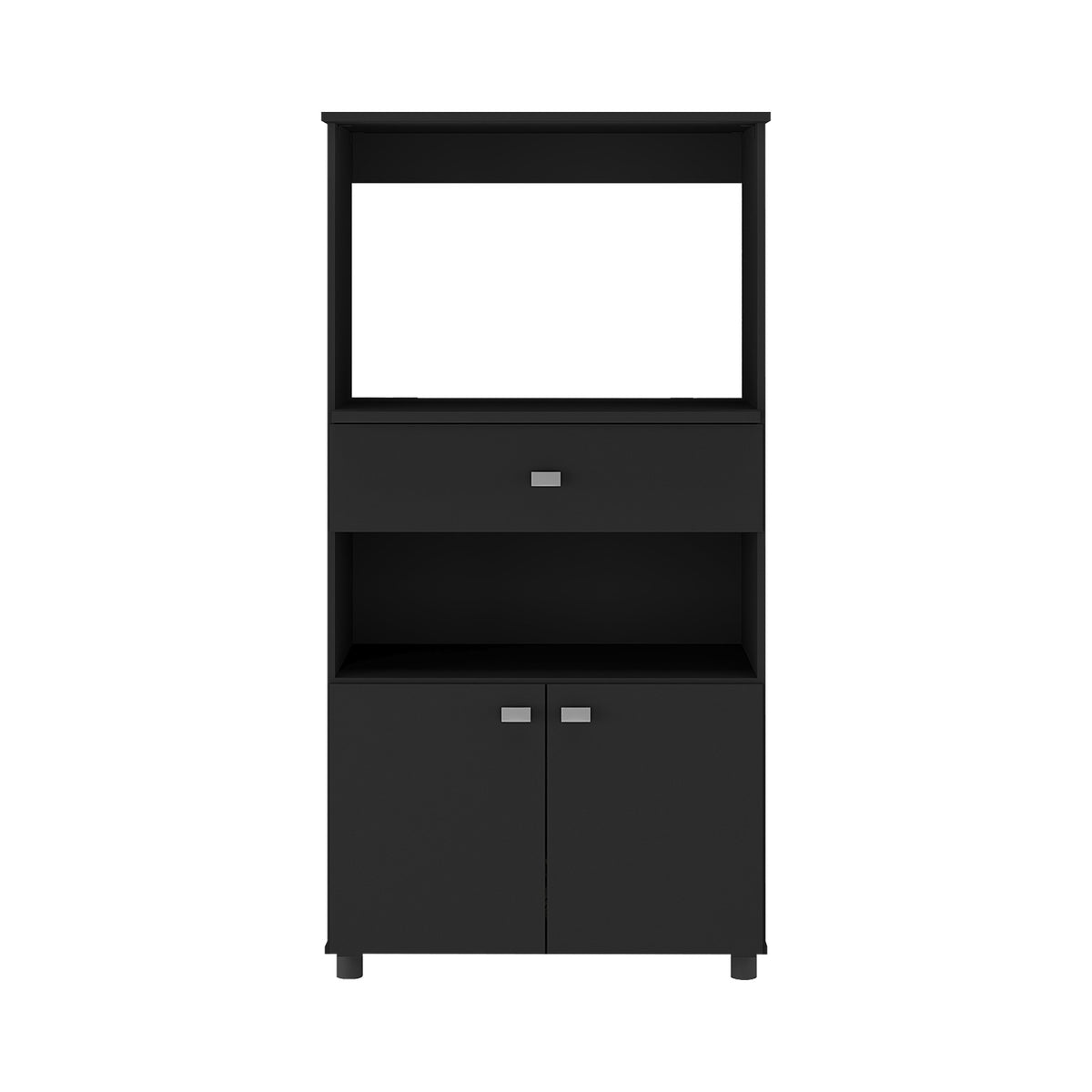 Mueble Microondas Capri Negro 62x122cm con Dos Puertas y Un Cajón