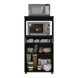 Mueble Microondas Capri Negro 62x122cm con Dos Puertas y Un Cajón