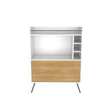 Bar Tori Blanco Marquez y Fresno 80x107.1cm con Cuatro Compartimientos y Tres Portabotellas