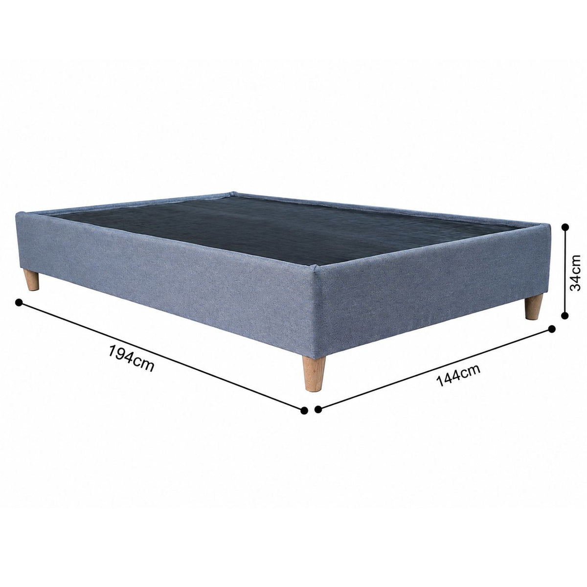 Base Cama Toledo Plata 144x34cm para Colchón Doble 140 X 190 Cm sin Colchón y con Patas
