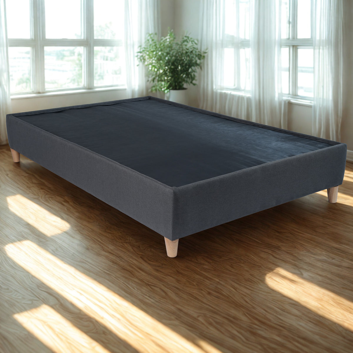 Base Cama Toledo Gris Oscuro 104x34cm para Colchón Sencillo 100 X 190 Cm sin Colchón y con Patas