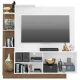 Panel de TV Braga Blanco 191x108cm para TV Hasta 55" Pulgadas con Cinco Compartimientos y con Ranura para Cables