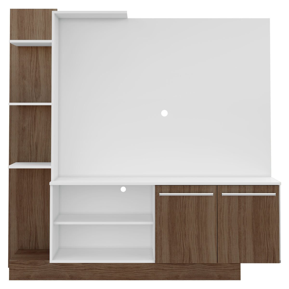 Panel de TV Braga Blanco 191x108cm para TV Hasta 55" Pulgadas con Cinco Compartimientos y con Ranura para Cables