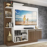 Panel de TV Braga Blanco 191x108cm para TV Hasta 55" Pulgadas con Cinco Compartimientos y con Ranura para Cables