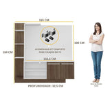 Panel de TV Braga Blanco 191x108cm para TV Hasta 55" Pulgadas con Cinco Compartimientos y con Ranura para Cables
