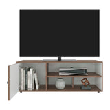 Rack de TV Noah Gales y Blanco 120x44cm para TV Hasta 55" Pulgadas con Tres Compartimientos y con Ranura para Cables