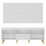 Combo Rack con Panel de Tv Florida Blanco 175x63cm para TV Hasta 65" Pulgadas con Cinco Compartimientos y con Ranura para Cables