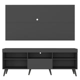 Combo Rack con Panel de Tv Moscow Negro 175x63cm para TV Hasta 65" Pulgadas con Cinco Compartimientos y con Ranura para Cables