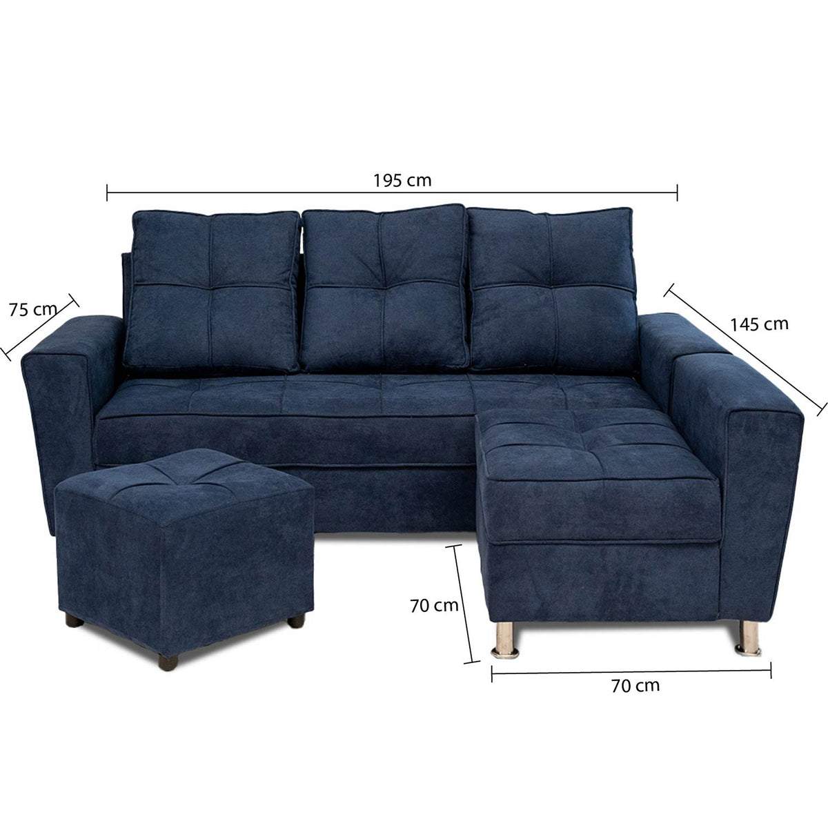 Sala Barcelona Azul 75x82cm de Cinco Puestos Modular con Apoya Brazos
