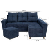 Sala Barcelona Azul 75x82cm de Cinco Puestos Modular con Apoya Brazos