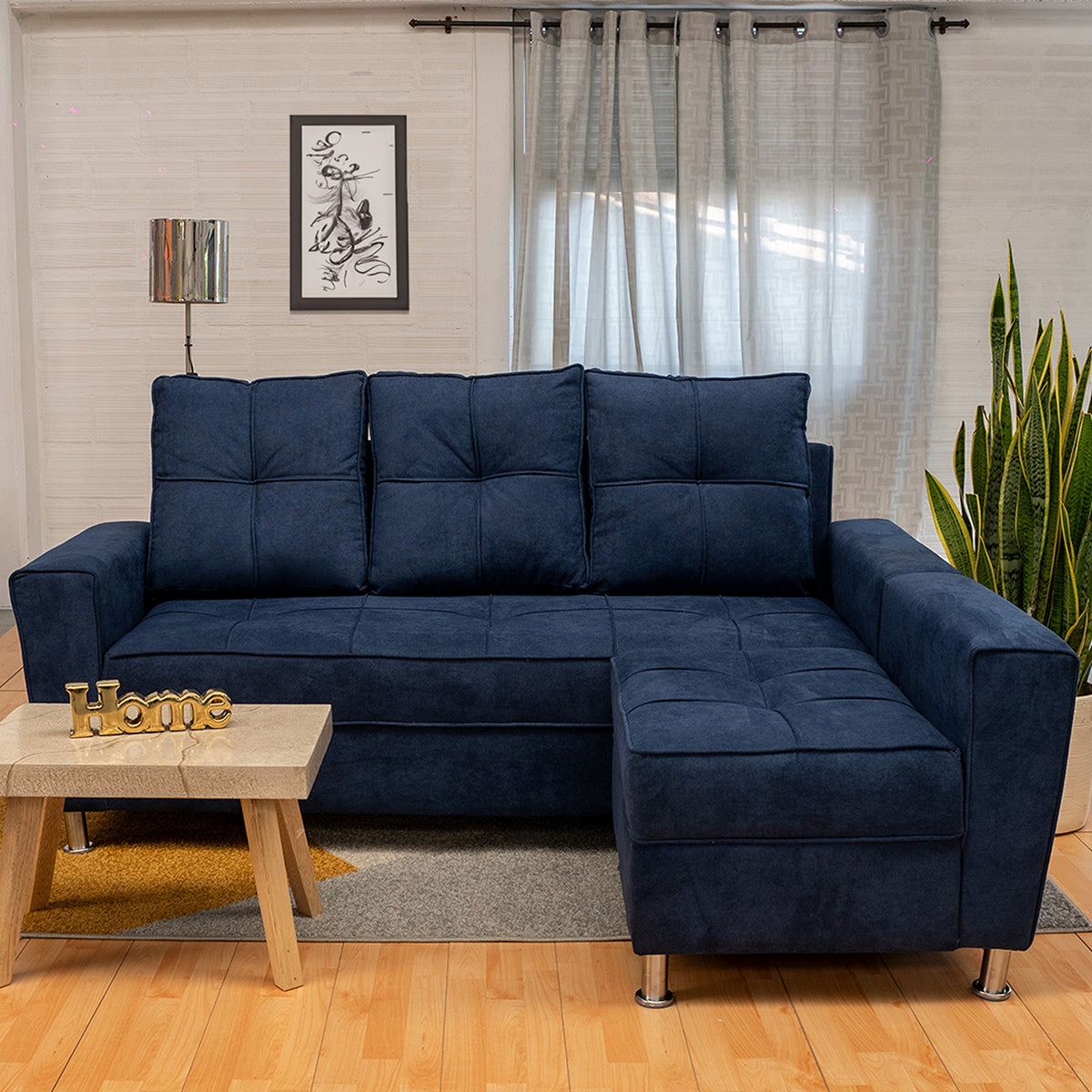 Sala Barcelona Azul 75x82cm de Cinco Puestos Modular con Apoya Brazos