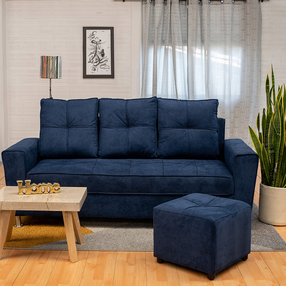 Sala Barcelona Azul 75x82cm de Cinco Puestos Modular con Apoya Brazos