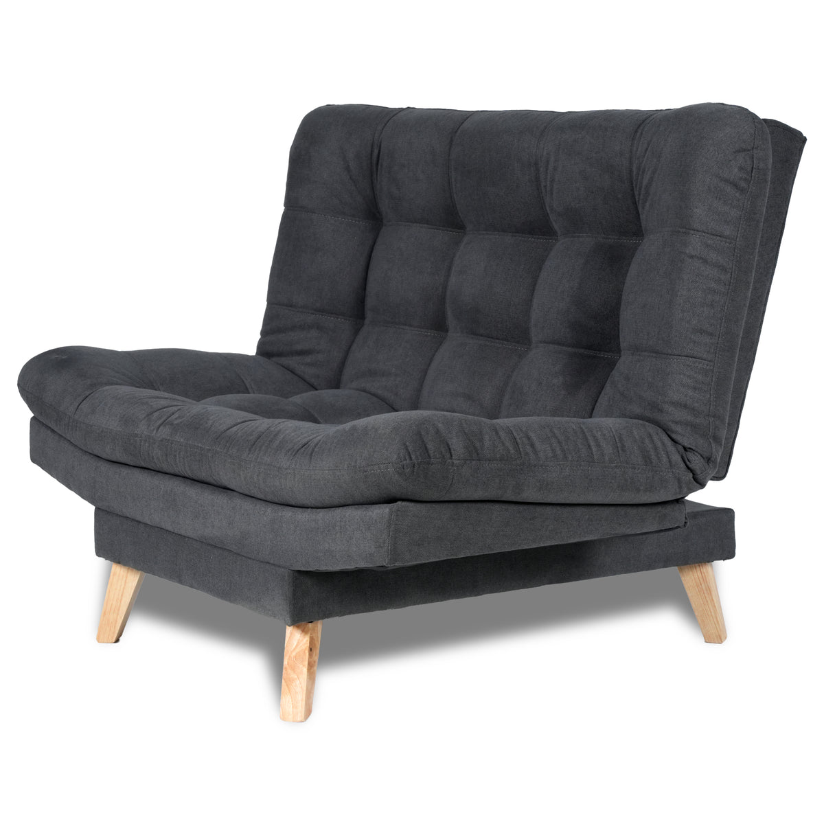 Sofacama Valencia Gris 115x93cm de Dos Puestos Reclinable sin Apoya Brazos