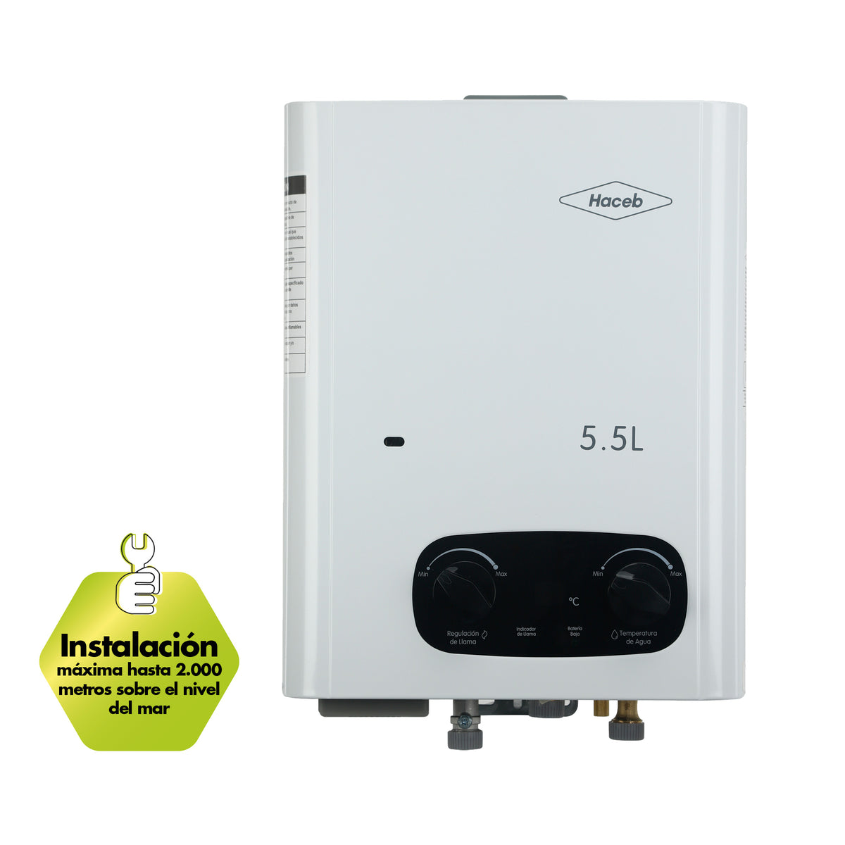 Calentador de Agua Haceb Blanco 29.5x41.5cm De Paso Tiro Natural de 5.5 Litros