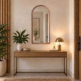 Espejo de Pared Oro Rosa 40x80cm Arco Superior con Marco en Madera